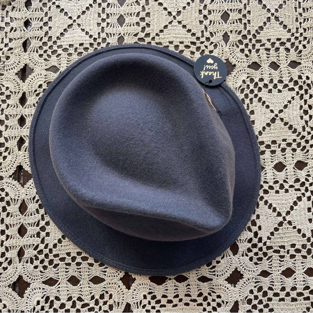 Vintage Botany 500 slate gray 100% wool fedora hat feather accent USA men’s XL - Picture 11 of 12